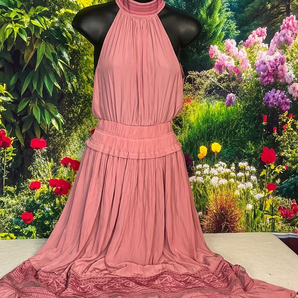Ramy Brook Blush Pink Halter Maxi Dress. #1355